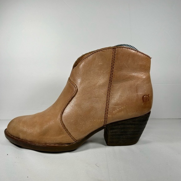 Born Shoes - Born Michel Ankle Boots Womens Side Zip Heel Booties Western Outdoor Size 7.5